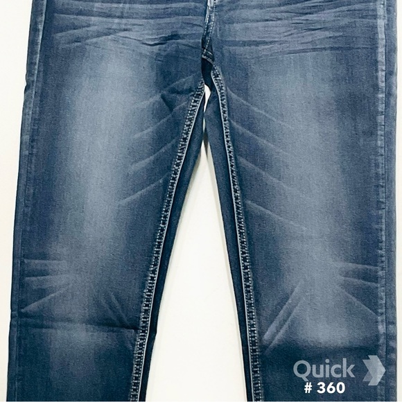 sz 5 - New Eighty Two Med Blue Cuffed Cropped Skinny Jeans - Picture 3 of 6